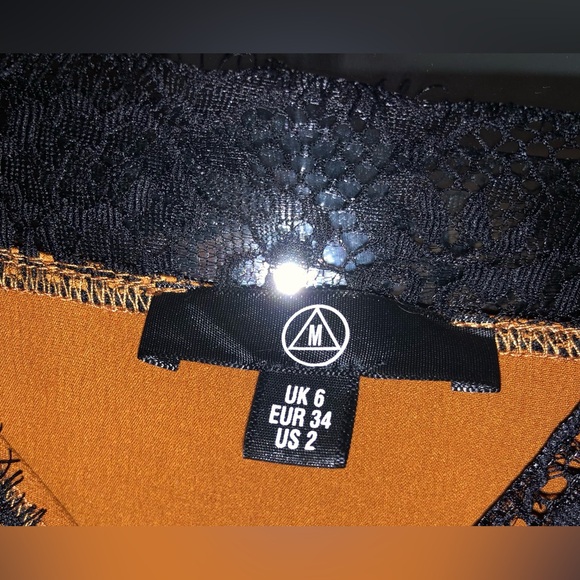 NWOT Missguided Terracotta Brown Mini Satin Slip Dress with Lace Trim - Size 6 - Picture 5 of 8